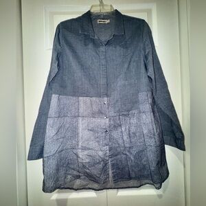 Fabindia Blue Button-Up Shirt. Size large.VGUC